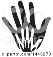 Clipart Of A Layered Black And White Hand Royalty Free Vector Illustration