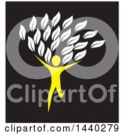 Clipart Of A Running Person With Leaves Royalty Free Vector Illustration