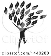 Clipart Of A Black And White Running Person With Leaves Royalty Free Vector Illustration by ColorMagic