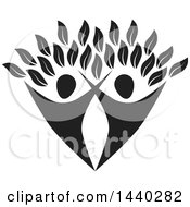 Clipart Of A Black And White Couple Forming The Trunk Of A Tree Royalty Free Vector Illustration