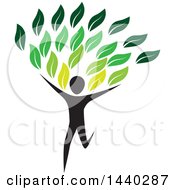 Poster, Art Print Of Running Person With Green Leaves