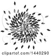 Clipart Of A Black And White Person In A Circle Of Leaves Royalty Free Vector Illustration