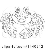 Poster, Art Print Of Cartoon Black And White Lineart Happy Crab