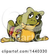 Poster, Art Print Of Cartoon Toad Thinking And Holding A Book