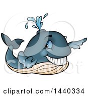 Poster, Art Print Of Cartoon Happy Whale Spouting