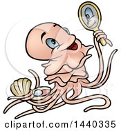 Clipart Of A Cartoon Vain Jellyfish Royalty Free Vector Illustration