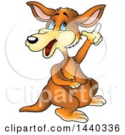 Clipart Of A Cartoon Kangaroo Pointing Royalty Free Vector Illustration by dero