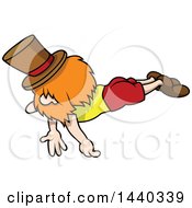 Clipart Of A Cartoon Man Wearing A Top Hat And Laying On His Stomach Royalty Free Vector Illustration
