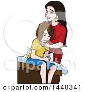 Poster, Art Print Of Cartoon Mother Comforting Her Son