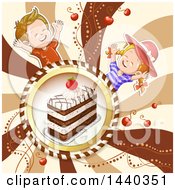 Poster, Art Print Of Cake In A Frame With Celebrating Children