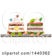 Clipart Of A Layered Cake Train Royalty Free Vector Illustration by merlinul