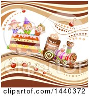 Poster, Art Print Of Group Of Kids Riding A Cake Train
