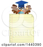 Poster, Art Print Of Wise Professor Owl Flying With A Sheet Of Ruled Paper