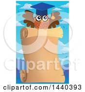 Poster, Art Print Of Wise Professor Owl Flying With A Parchment Scroll