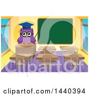 Poster, Art Print Of Wise Professor Owl In A Class Room