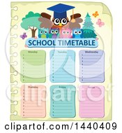 Poster, Art Print Of Wise Professor Owl And Students On A Timetable