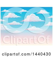 Clipart Of A Background Of A Blue And Pink Sunset Sky With Clouds Royalty Free Vector Illustration