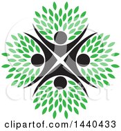 Clipart Of A Teamwork Unity Group Of People Forming A Tree With Green Leaves Royalty Free Vector Illustration by ColorMagic