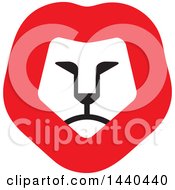 Clipart Of A Red Black And White Male Lion Face Royalty Free Vector Illustration