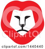 Poster, Art Print Of Red Black And White Male Lion Face