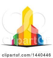 Clipart Of A City With Colorful Skyscrapers Royalty Free Vector Illustration