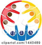Poster, Art Print Of Teamwork Unity Circle Of Colorful People Dancing Or Cheering
