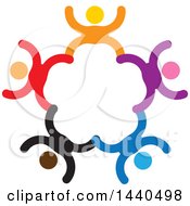 Poster, Art Print Of Teamwork Unity Circle Of Colorful People Dancing Or Cheering