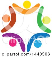 Clipart Of A Teamwork Unity Circle Of Colorful People Dancing Or Cheering Royalty Free Vector Illustration
