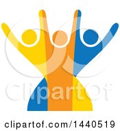 Clipart Of A Group Of Colorful People Dancing Or Cheering Royalty Free Vector Illustration
