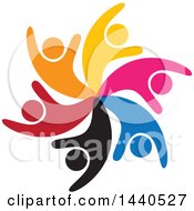 Poster, Art Print Of Teamwork Unity Circle Of Colorful People Dancing Swimming Or Cheering