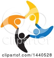Clipart Of A Teamwork Unity Circle Of Colorful People Dancing Swimming Or Cheering Royalty Free Vector Illustration