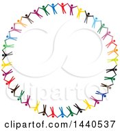 Clipart Of A Teamwork Unity Circle Of Colorful People Royalty Free Vector Illustration