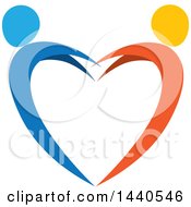 Poster, Art Print Of Blue And Orange Couple Dancing And Forming A Heart