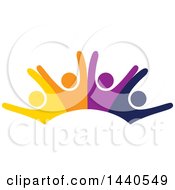 Poster, Art Print Of Group Of Colorful People Dancing Or Cheering