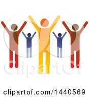 Poster, Art Print Of Group Of Colorful People Dancing Or Cheering