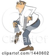 Poster, Art Print Of Cartoon White Man Shooting Himself In The Foot