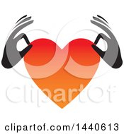 Clipart Of Black Hands Holding A Love Heart Royalty Free Vector Illustration
