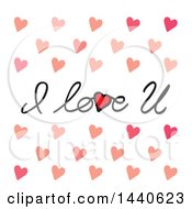 Clipart Of I Love U Text With Hearts Royalty Free Vector Illustration