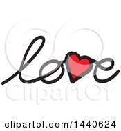Clipart Of A Heart In The Word Love Royalty Free Vector Illustration