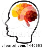 Poster, Art Print Of Profiled Head With A Gear Brain