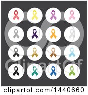 Clipart Of Awareness Ribbon Icons On Gray Royalty Free Vector Illustration