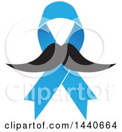 Poster, Art Print Of Blue Prostate Cancer Awareness Ribbon With A Mustache