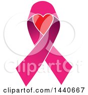 Clipart Of A Pink Awareness Ribbon With A Heart Royalty Free Vector Illustration