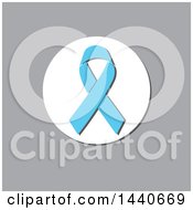 Poster, Art Print Of Blue Awareness Ribbon On Gray And White