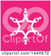 Poster, Art Print Of White Awareness Ribbon Circle On Pink
