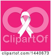 Poster, Art Print Of White Awareness Ribbon On Pink