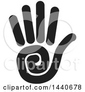 Clipart Of A Black And White Hand Holding Five Fingers Royalty Free Vector Illustration