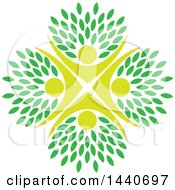Clipart Of A Circle Of People Cheering With Leaves Royalty Free Vector Illustration