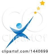 Poster, Art Print Of Blue Person Reaching For The Stars