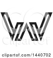 Clipart Of A Black And White Letter W Design Royalty Free Vector Illustration
